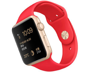 苹果watch Sport(42mm金色铝金属表壳搭配红色运动型表带)