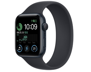苹果Apple Watch Series SE银色铝金属表壳单圈表带 午夜色 GPS版 40mm