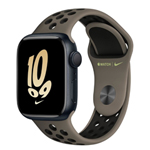 苹果Apple Watch Series 8午夜色铝金属表壳Nike运动表带 橄榄灰配黑色 GPS版 41mm 智能手表/苹果