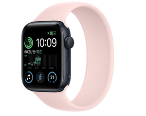 苹果Apple Watch Series SE银色铝金属表壳单圈表带 灰粉色 GPS版 44mm