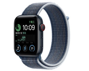 苹果Apple Watch Series SE午夜色铝金属表壳回环式运动表带 风暴蓝色 GPS+蜂窝网络 40mm
