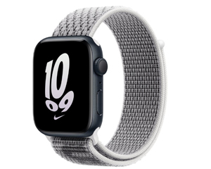 苹果Apple Watch Series SE午夜色铝金属表壳Nike回环式运动表带 雪峰白配黑色 GPS版 40mm